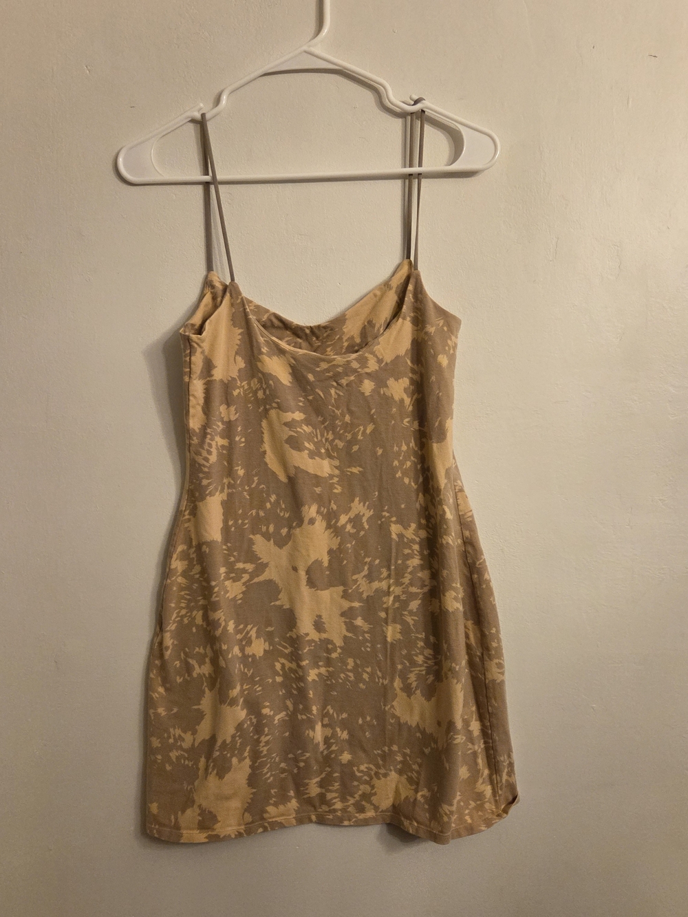 Victoria's Secret Beige Tan Camouflage Slip Dress S Bodycon Stretch Shelf Bra